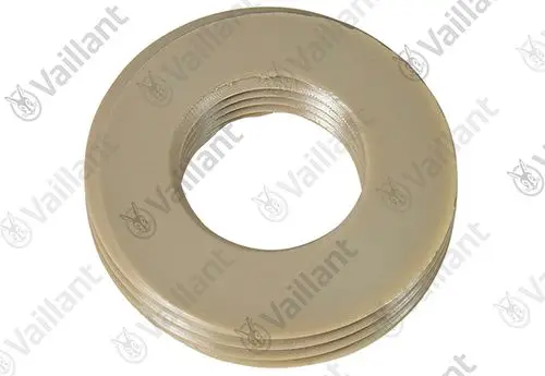 Vaillant Isoliermaterial in Form einer runden Scheibe mit zentralem Loch und mehreren Rillen, geeignet für verschiedene Anwendungen im Heizungsbereich.